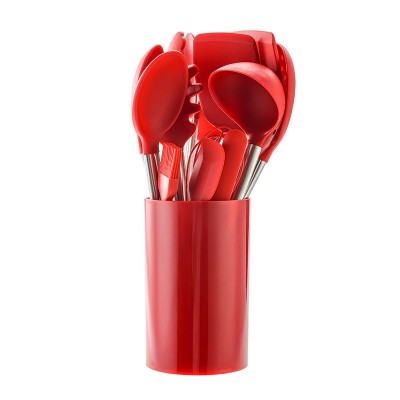 Hot selling 11Pcs Silicone NON-STICK Cooking Utensils Set Accessories with Wooden Handle