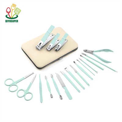 Promo 18 piece stainless steel Nail Clippers Cutter Kit Nail Care manicure set manicure tools nail