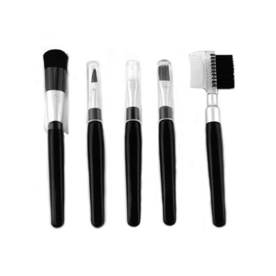 Five pcs simple cosmetic brush set with wooden handle makeup brush suit wholesale