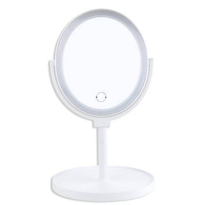 Touch Screen Makeup LED Mirror Cosmetic Folding Portable  LED Adjusted Light Oval Makeup Mirror